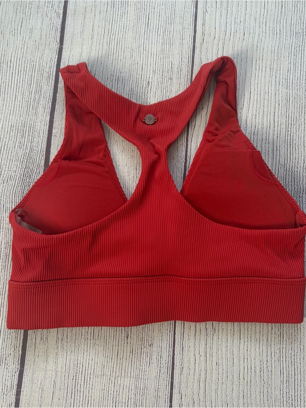 CALIA Ribbed Tie-Front Racerback Red Swim Bikini Top Size Small